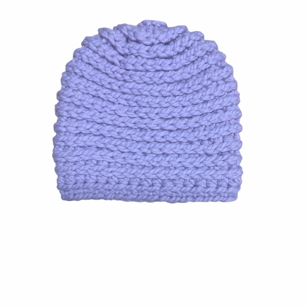 Handmade Lilac Knit Beanie comes with Pom Pom